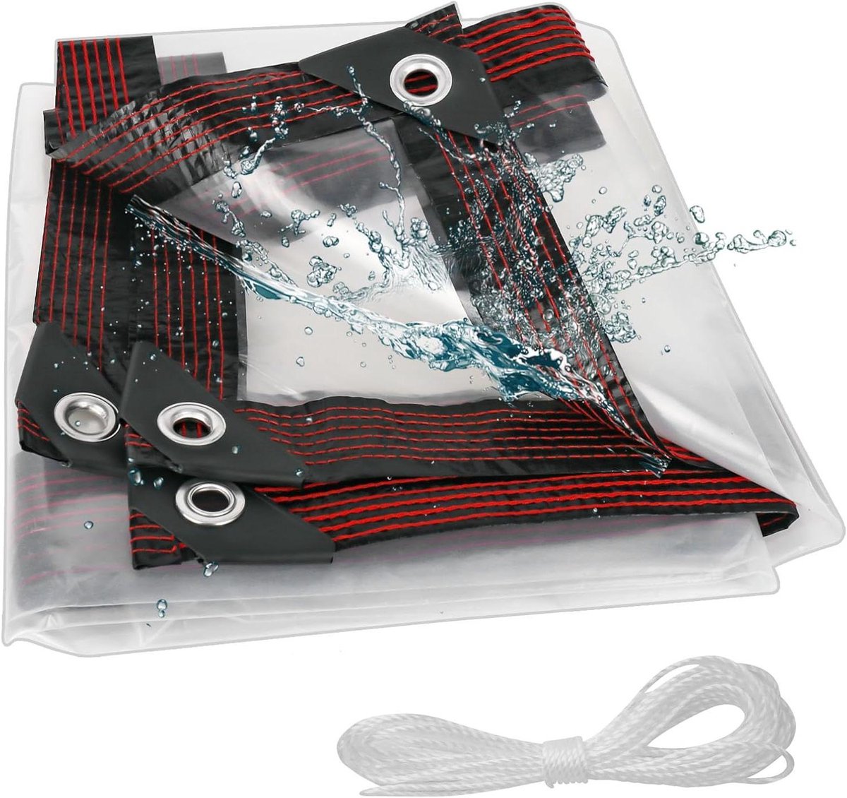 Transparant zeil waterdicht duurzaam 1 x 2 m - Tuin zeil groot waterdicht pvc-dekzeil met inslagringen en touw - Outdoor zeil voor camping en caravan - Waterdicht zeil voor broeikas - Weerbestendig en multifunctioneel