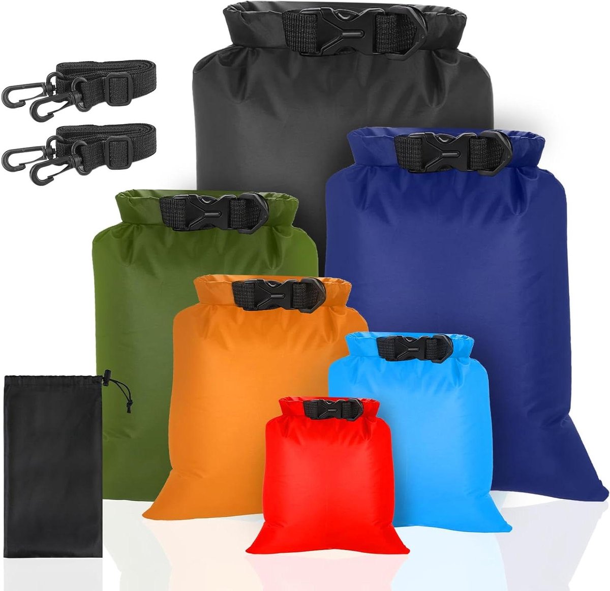 Waterdichte opbergzakken 6 stuks 15/25/3/35/5/8 l lichtgewicht dry bag droogzak draagzak watersportzakken Meerkleurig