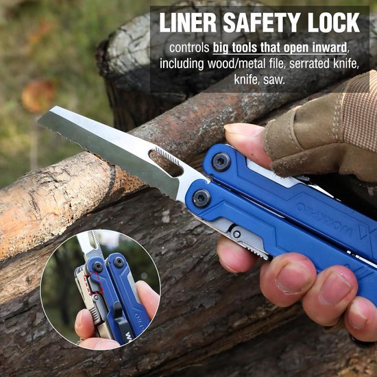 BIBURY multifunctionele tang met vuursteen & raambreker, opvouwbare multitools voor mannen cadeau, draagbaar multifunctioneel gereedschap met achterclip Ideaal om te overleven Outdoor Camping Wandelen