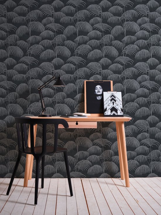 Papier peint Jungle Papier peint jungle Papier peint non tissé Grijs Zwart / Anthracite 961984 | Achetez du papier peint abordable maintenant