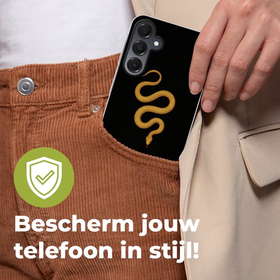Telefoonhoesje Geschikt voor Samsung Galaxy A16 hoesje - Slang - Minimalistisch - Goud - Siliconen Telefoonhoesje Telefoonhoesje