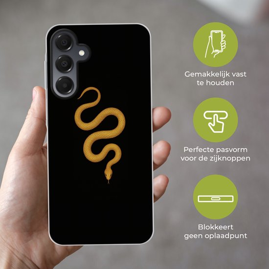 Telefoonhoesje Geschikt voor Samsung Galaxy A16 hoesje - Slang - Minimalistisch - Goud - Siliconen Telefoonhoesje Telefoonhoesje