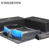 KINGSEVEN Zonnebril 7021 - Donkergrijs-Blauw – Heren - Vrouwen - Gepolariseerd - UV400 - Rechthoek