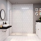 Inloopdouche-douchewand-walk in 8mm NANO EasyClean veiligheidsglas，50x200cm+50cm Stabilisatiestang,glanzend chroom profiel