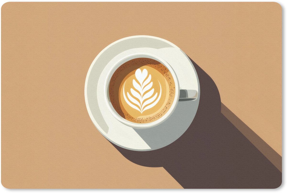 Muismat 27x18 cm - Mousepad Cappuccino - Kop - Schotel - Minimalitisch - Muismatten