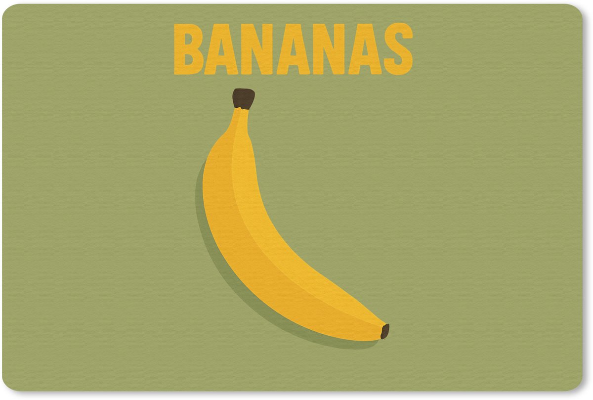 Muismat 27x18 cm - Mousepad Banaan - Minimalistisch - Geel - Muismatten