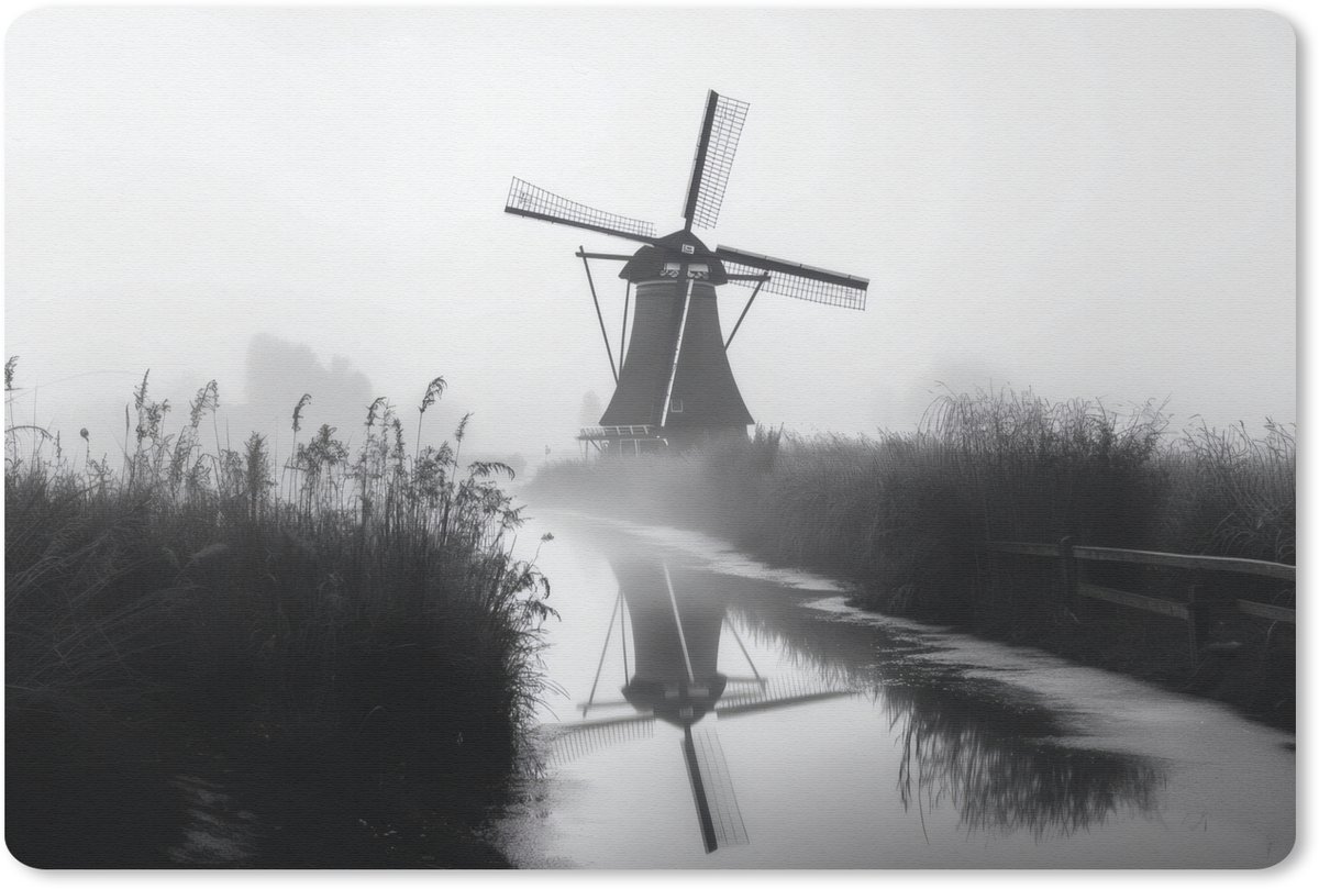 Muismat 27x18 cm - Mousepad Molen - Weerspiegeling - Landschap - Water - Muismatten