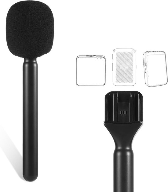 Foto: Microfoonhouder microfoonstandaard microfoonhouder handmicrofoonadapter microfoonhandgreepbevestiging met windscherm voor draadloze microfoonaccessoires interview rig vervanging zwart