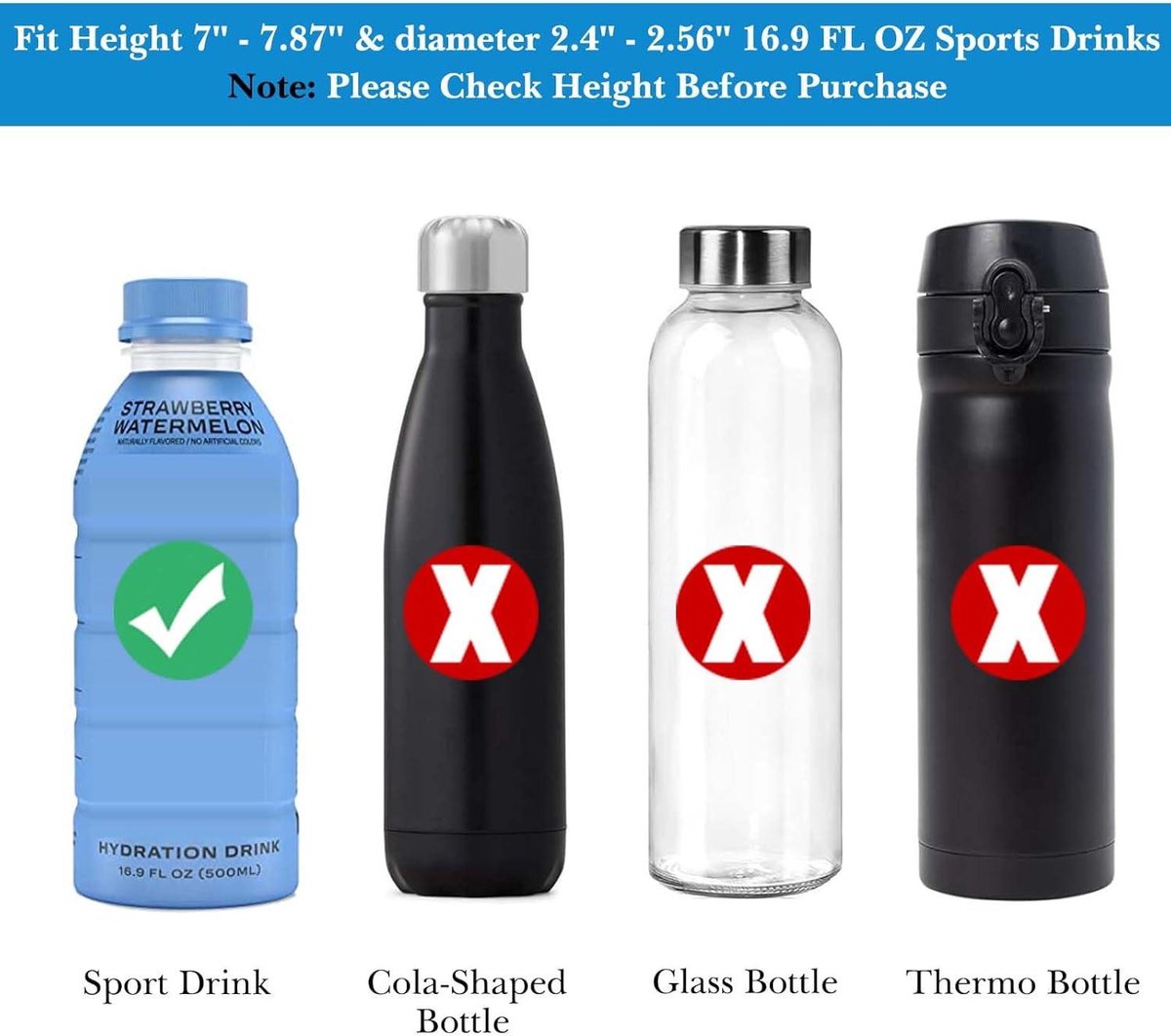 Allecto Plus - Neopreen hoes voor sportdrankfles 500 ml - Geschikt voor waterflessen - Beschermhoes met rits voor onderweg - Sportaccessoire met ritssluiting - Duurzaam neopreen.