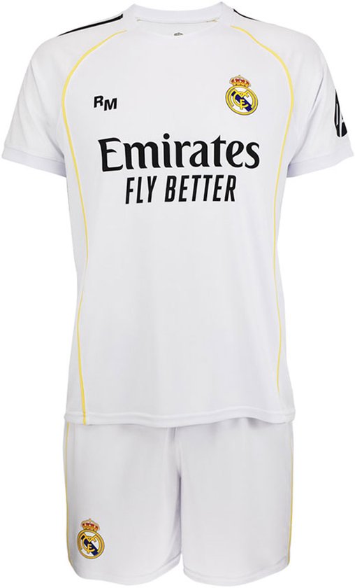 Maillot domicile Real Madrid 25/26 - Taille 164 - Ensemble Sportswear - Boutique des supporters Real Madrid - Tenue de football - Tenue et Culottes - Vêtements de football - 100 % polyester