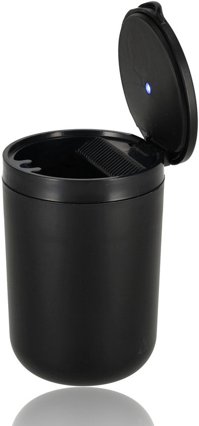 Auto Asbak met Deksel & LED – Universele Rookvrije Asbak voor Auto – Ø7 cm – Hittebestendig – Anti-Geur – Past in Bekerhouder – 1 Stuk