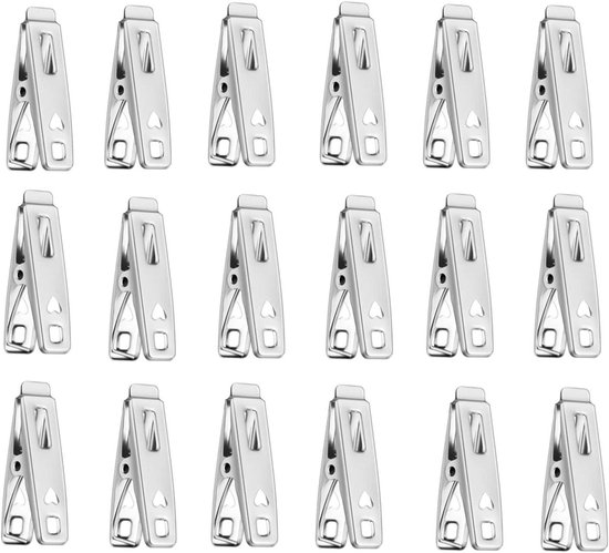 Allecto plus - Roestvrijstalen wasknijpers (20 stuks) - Metalen wasknijpers voor strandhanddoeken en dagelijkse was, winddicht met sterke klem