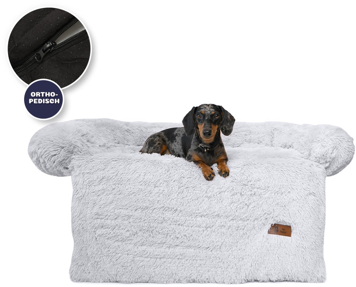 Pet Perfect Fluffy Hondendeken – Hondenkleed – Bankbeschermer – Orthopedisch –Wasbaar – Grijs– M
