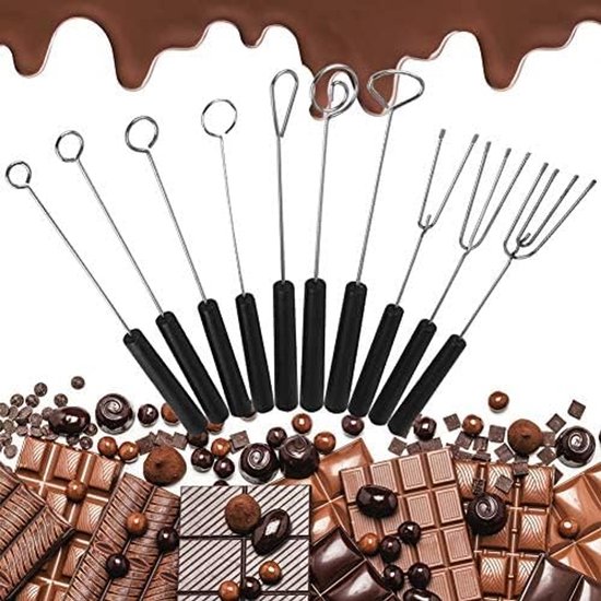 10 Stuks Roestvrij Staal Chocolade Dompelvork Set - Chocolade Vork - DIY Bakken - Bonbons - Fruit - Snoep - Cake - Fondue — afbeelding 4