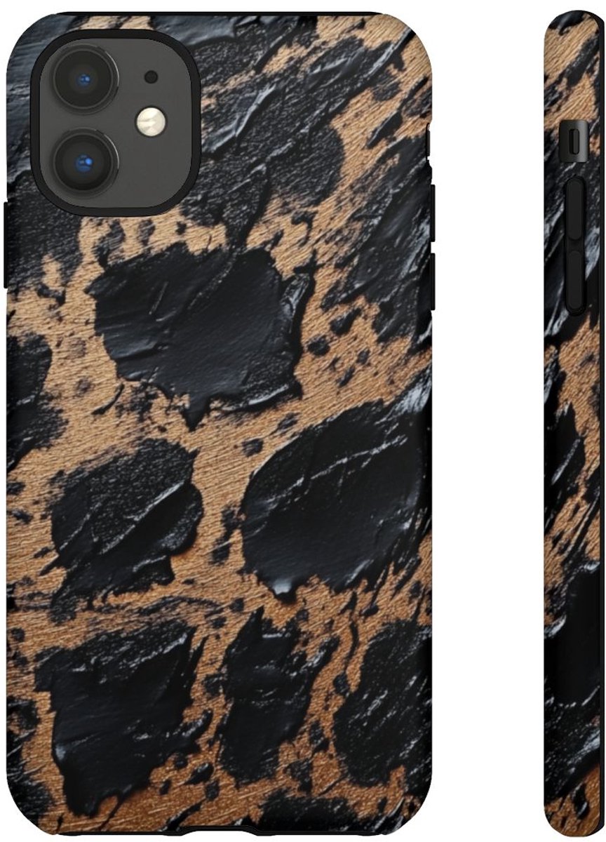 Zwart-Bruin Abstract Patroon met Textuur – Telefoonhoesje Geschikt voor iPhone 11