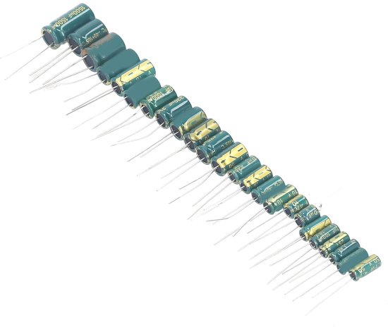 460Pcs Elektrolytische Condensator Kit - Inline Aluminium Elektrolytische Condensator Assortiment Kit - 6.3V 50V Groen - Elektronica Onderdelen