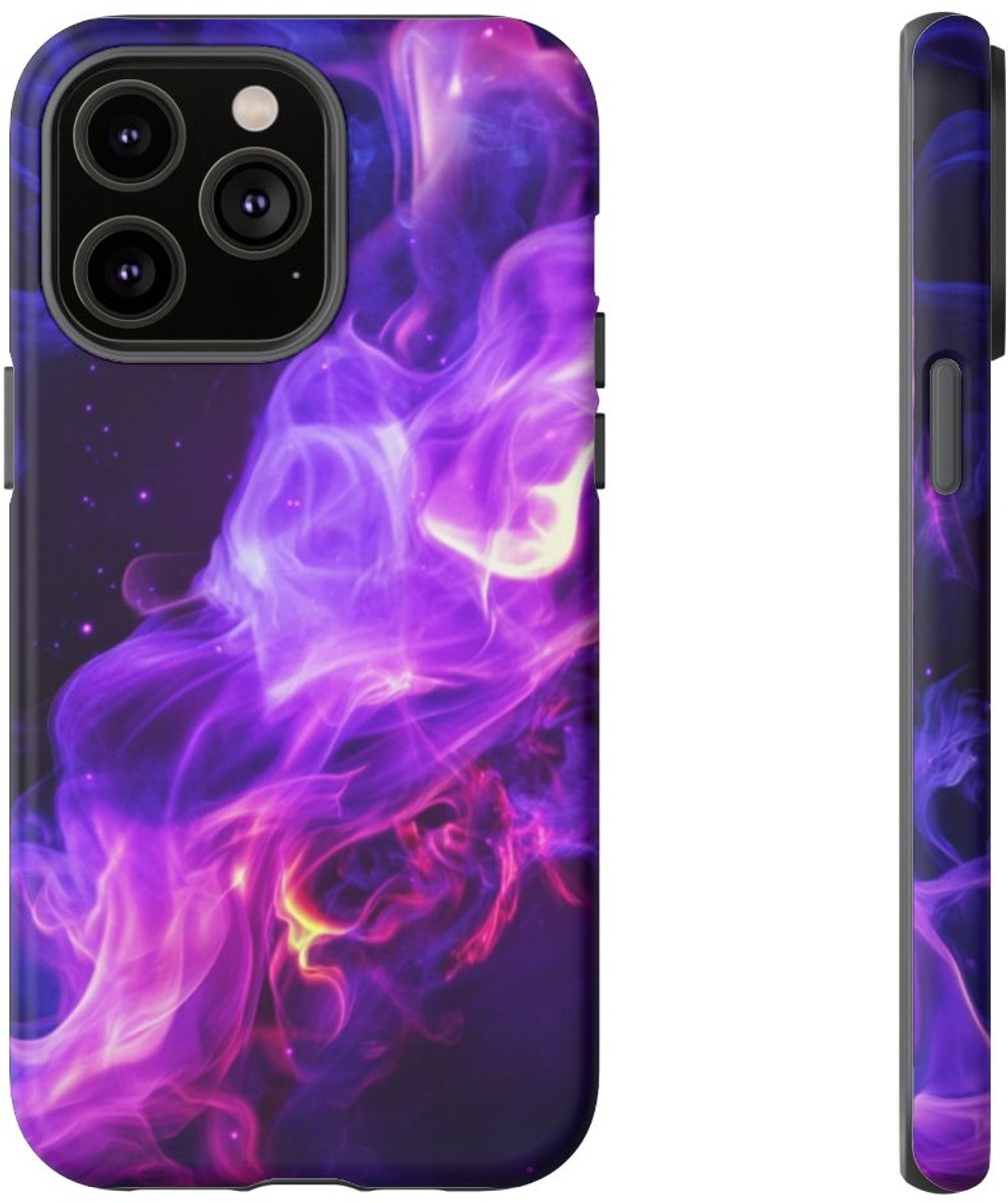 Paarse en Blauwe Abstracte Rook – Telefoonhoesje Geschikt voor iPhone 14 Pro Max