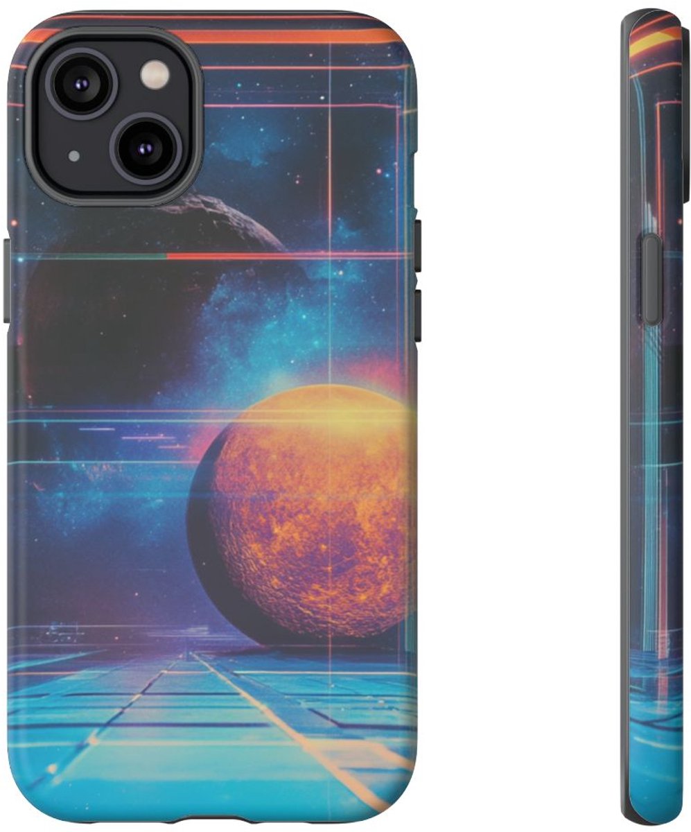 Abstracte Ruimtekunst met Mat Effect – Telefoonhoesje Geschikt voor iPhone 14 Plus
