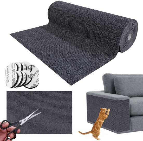Cathpetic Krabmat zelfklevend, 40 x 200 cm, krabpads voor katten, krabmat kat, bank, kattenwand, doe-het-zelf klimkat krabmat