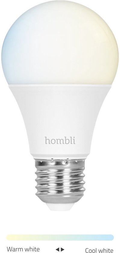 Hombli slimme lamp, E27, met kleurenschaal van warm wit naar koel wit.