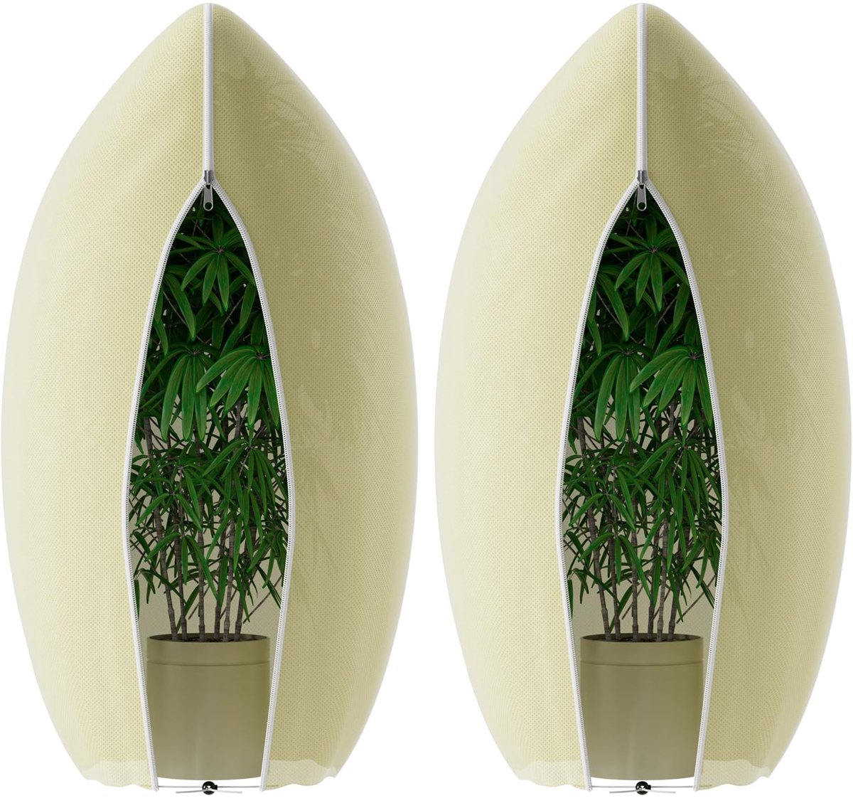 2 Stuks Winterbeschermhoes - Van Scheurvast Vliesstof - Met Ritssluiting en Trekkoord - Voor Bomen, Palmen en Balkonplanten - 80 x 120 cm