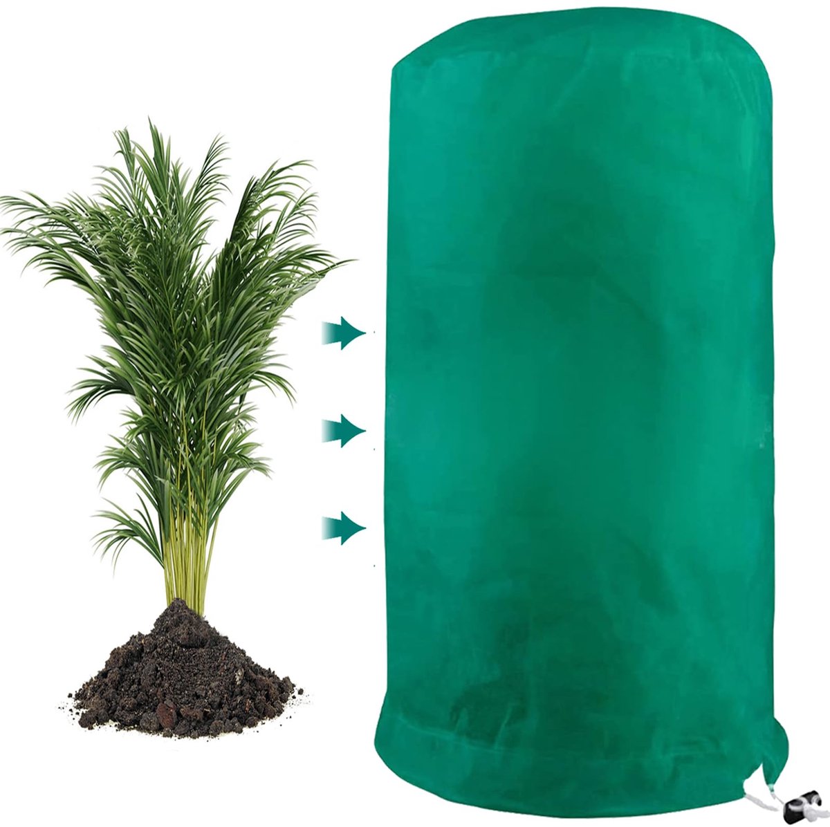 Winterschutzhoes met Trekkoord - Ademend, Herbruikbaar en met Vorstbescherming - Voor Pot- en Balkonplanten - Groen - 60x80 cm