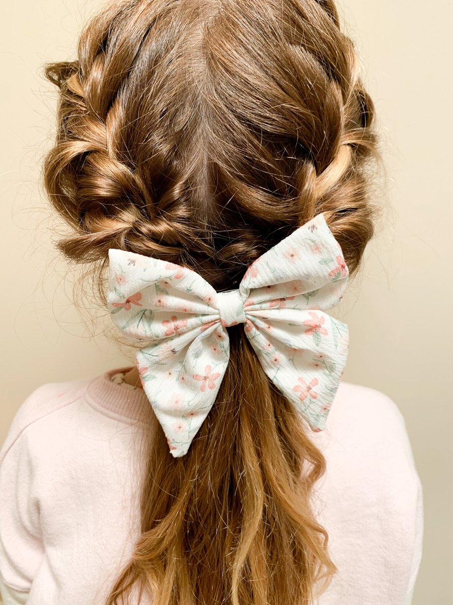 Haarspeld met grote strik - coral bloom