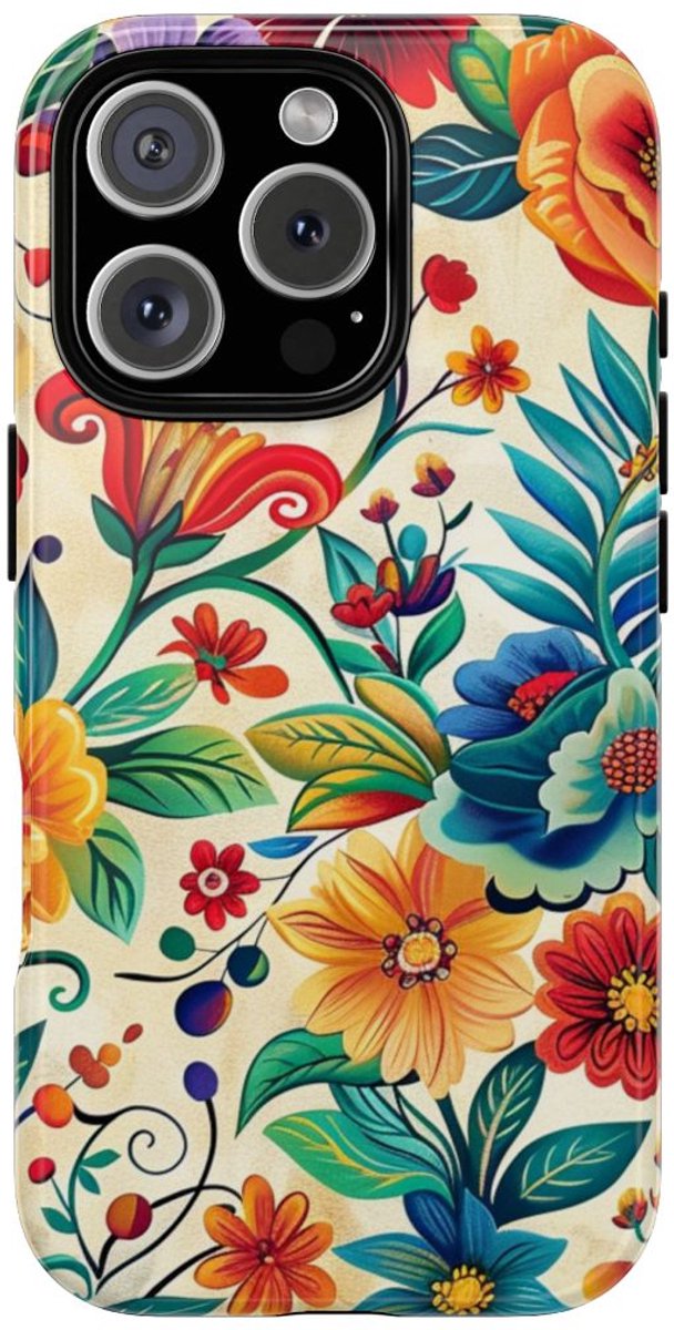 Vrolijk Multicolor Bloemenpatroon – Telefoonhoesje Geschikt voor iPhone 16 Pro