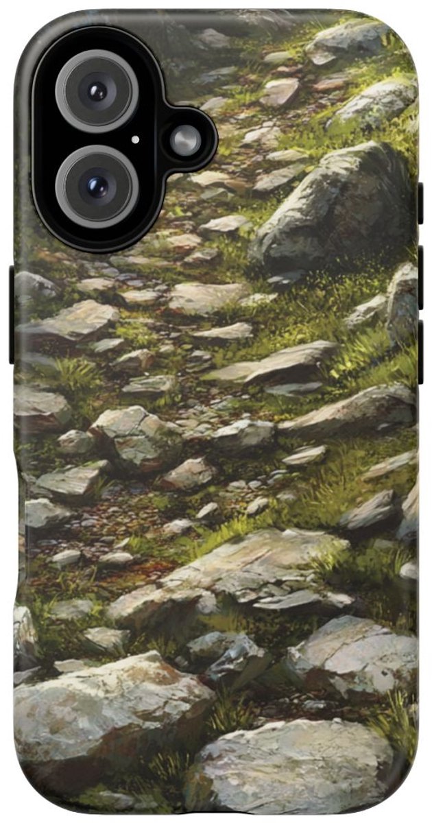 Illustratie van Rotsachtig Natuurpad – Telefoonhoesje Geschikt voor iPhone 16