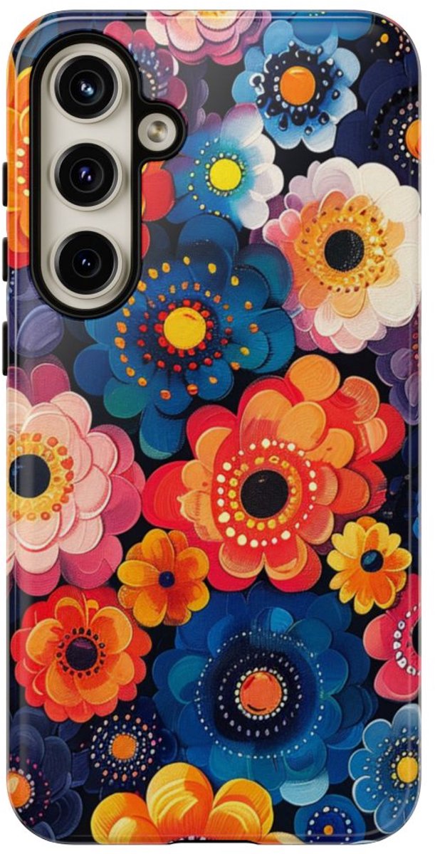 Levendig Abstract Bloemenpatroon – Telefoonhoesje Geschikt voor Samsung Galaxy S24 Plus