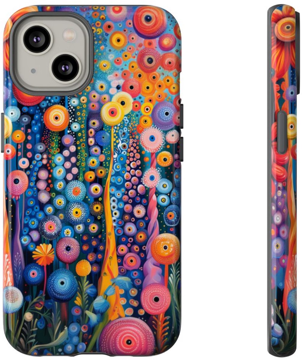Levendig Abstract Bloemenpatroon – Telefoonhoesje Geschikt voor iPhone 14