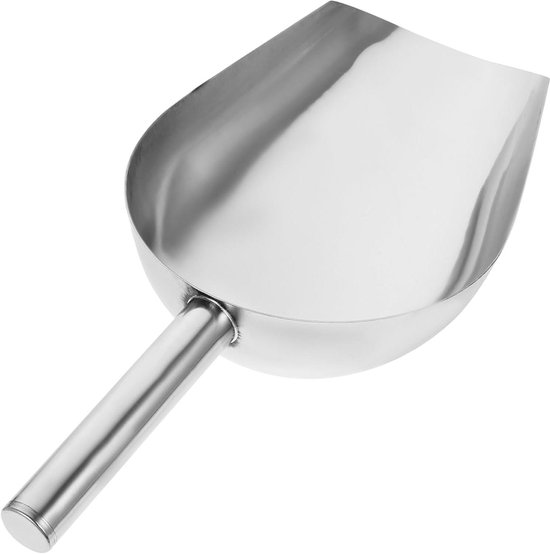 DOITOOL Grote roestvrijstalen ijsschep 40,6 cm - metalen voering ronde bodem suikerschep snoep schep ijsblokjes schep meel gebruiksschep voor keukenfeest bar