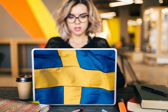 Sticker pour ordinateur portable - 15,6 pouces - Gros plan du drapeau de la Suède