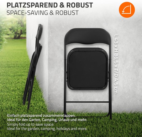 Set van 4 balkonstoelen Opvouwbaar zwart PU leren bekleding Bistrostoel Tuinstoel van Merkloos — afbeelding 4
