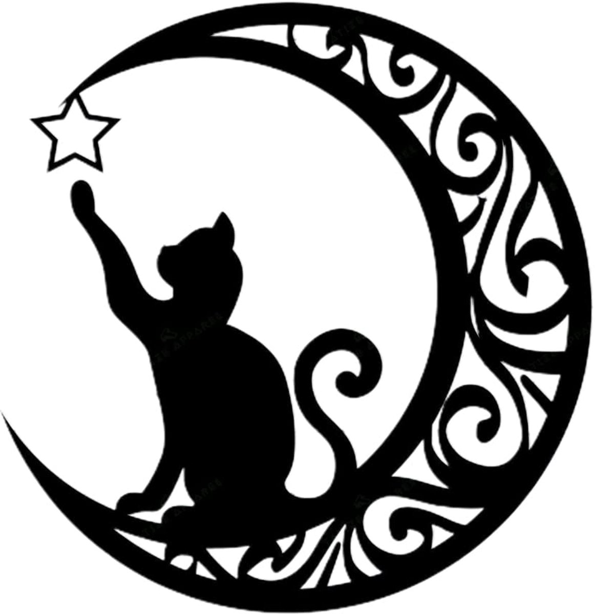 Wanddecoratie Metaal - Dailygoods- Beeldhouwwerk Zwarte Katten Maan