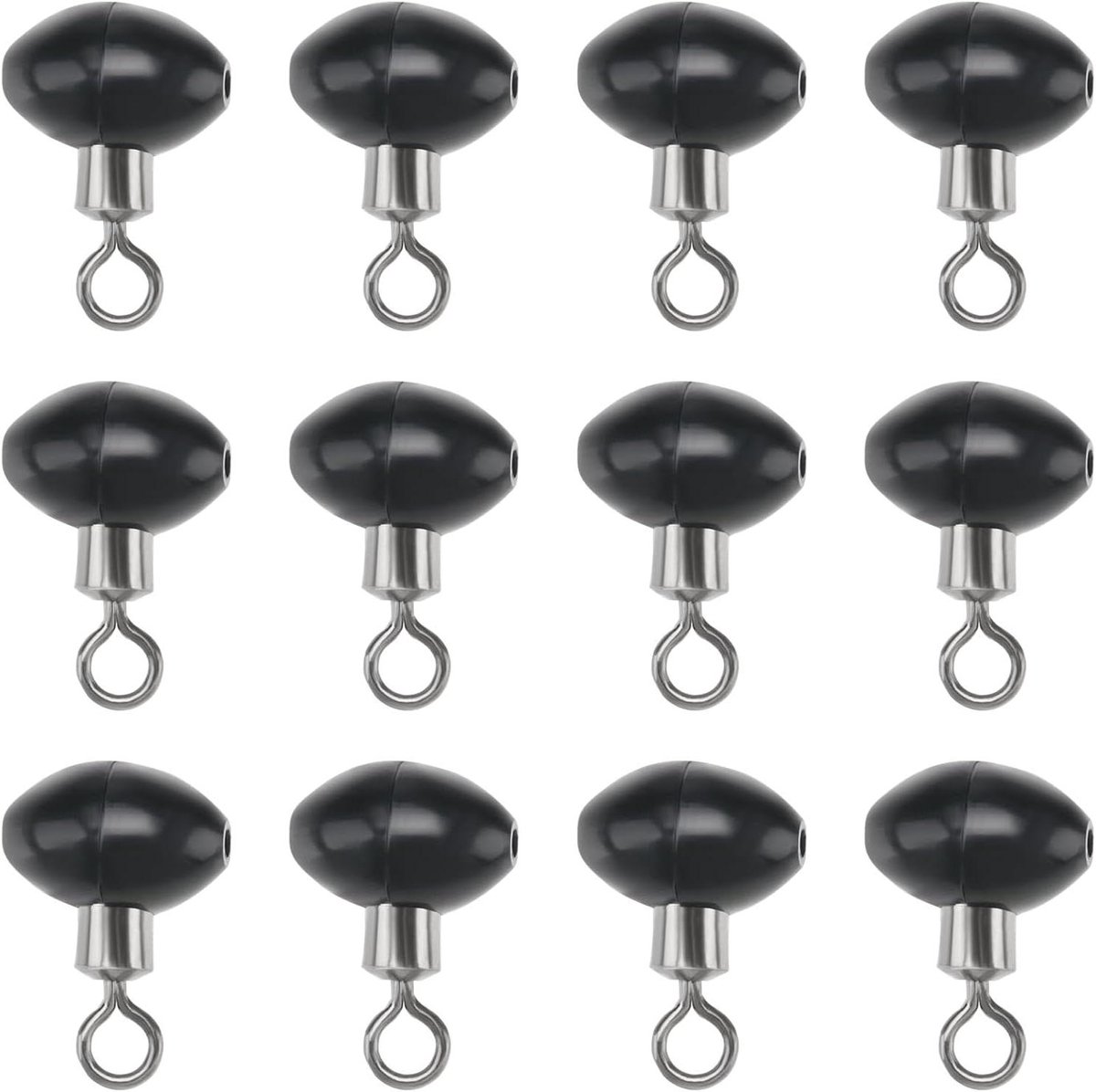 Allecto Plus - 50 stuks Vissen Rolling Swivel Slider Bead - Zwart - Visgerei Katrol Kralen - Visgerei Connector - 12x16mm - Zip Sliders - Running Slider Bead