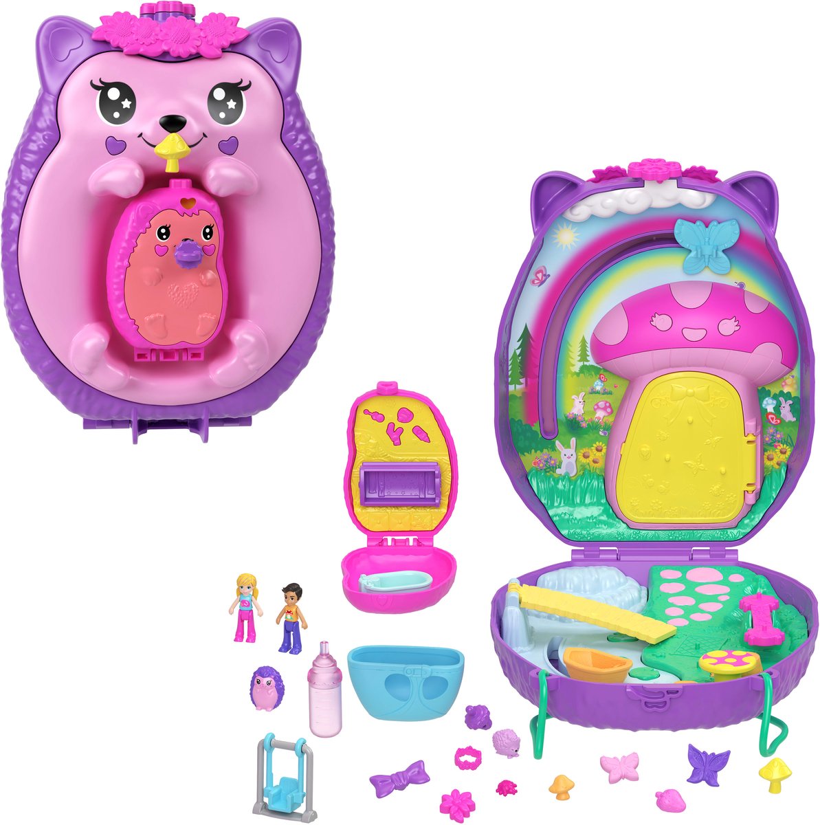 Polly Pocket mama en baby egel - speelfigurenset