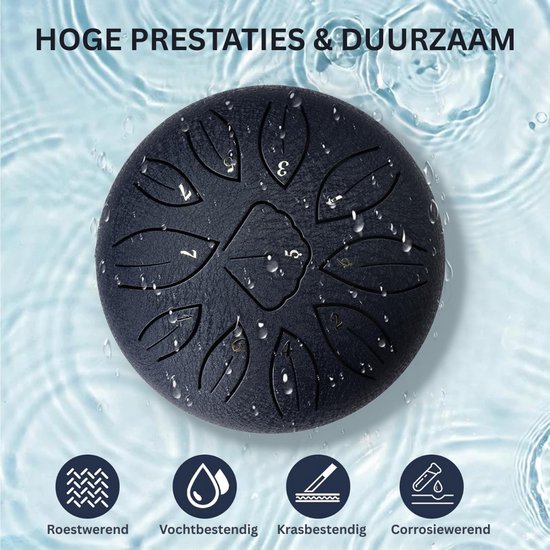 CLGP® Handpan - Tongue Drum - Klankschaal - Meditatie - Zwart van Merkloos — afbeelding 4