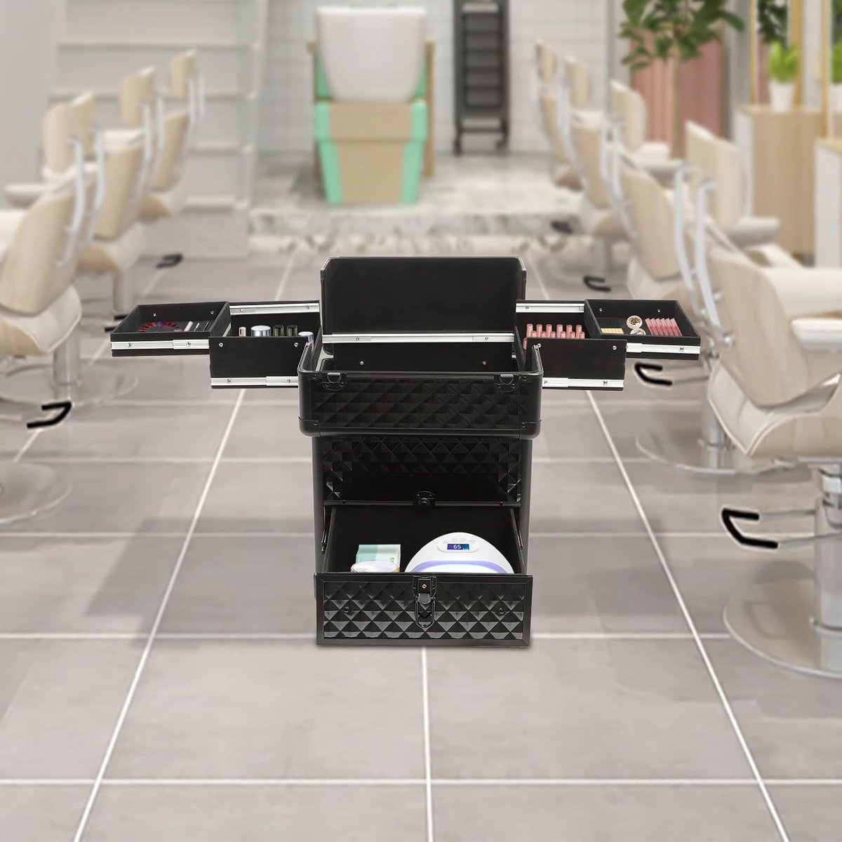 RFWR® Make-up koffer met 7 vakken en 4 wielen - Perfect voor studio en reizen