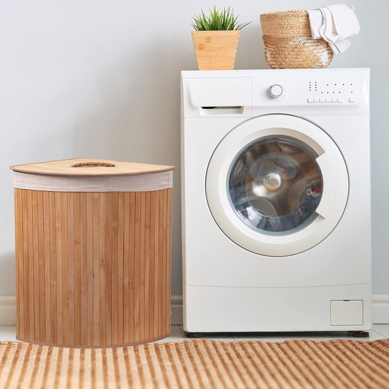 Eco Bath London Wasmand van bamboe met deksel, 55 liter, ronde