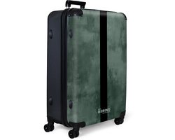 NoBoringSuitcases.com NoBoringSuitcases.com® - Koffer groot - Reiskoffer lichtgewicht - Groene betonlook met zwarte streep - Rolkoffer met 4 wielen - 98 liter bagage
