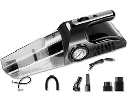 4-in-1 Autostofzuiger – 8000PA Zuigkracht – Handstofzuiger met Compressor, Bandenspanningsmeter & LED-lamp – Nat/Droog – 12V – Auto Luchtpomp – Met Accessoires – 120W