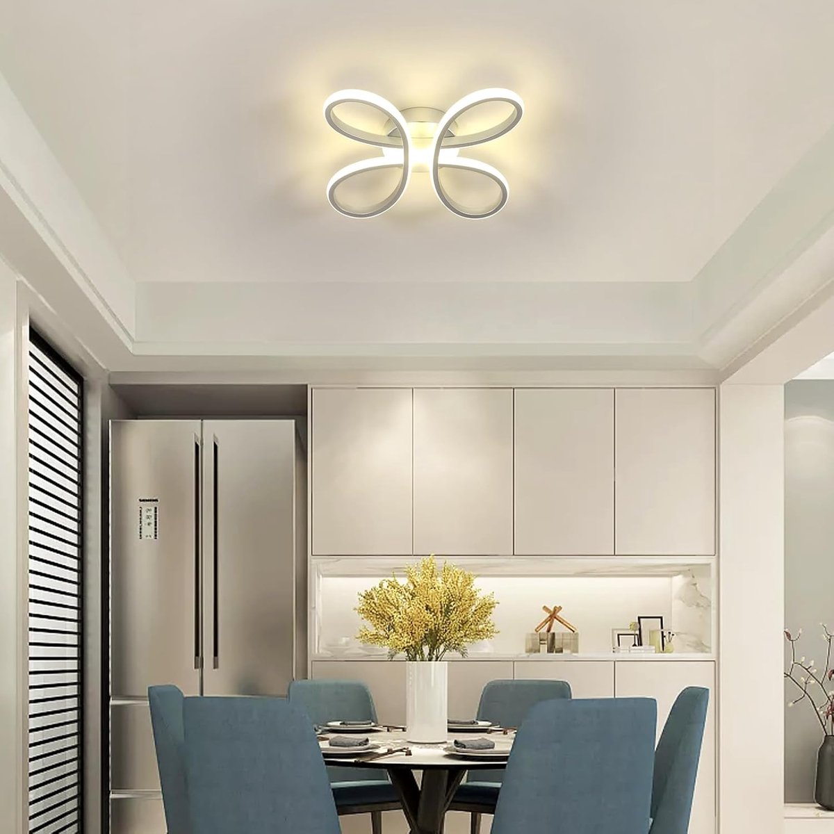 Haobosic - LED-plafondlamp, bloemvormige LED-plafondlamp 30W 3500LM, zilveren plafondlamp voor slaapkamer, woonkamer, eetkamer en keuken, neutraal licht 4500K, diameter 30 cm