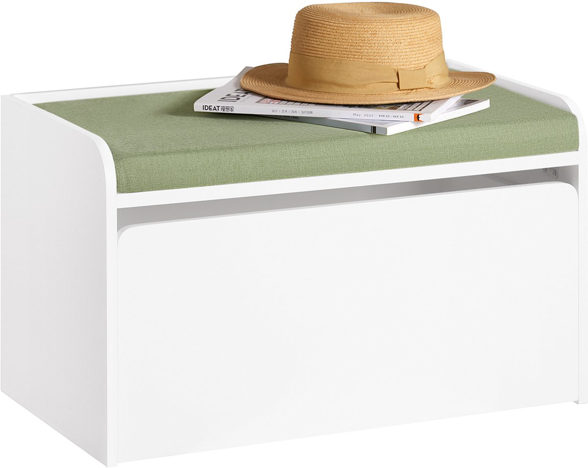 SoBuy KMB80-W Speelgoedkist - Witte Opbergdoos met Lade & Wielen