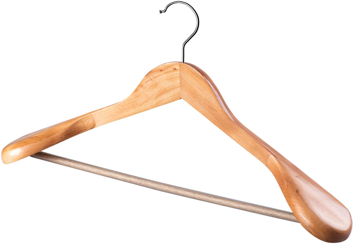KADAX Kleerhangers van hout, voor kleding, overhemd, pak, broek, rok, 360° draaibare haak van metaal, garderobehanger met antislip brug, kostuumhanger, jashanger (1)