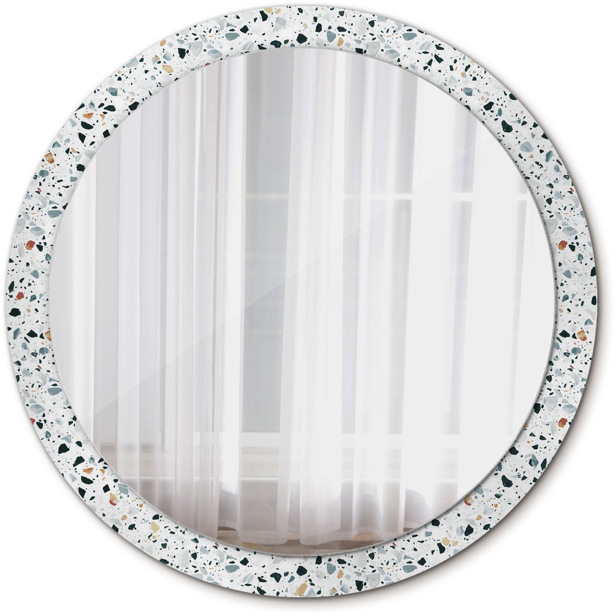 Tulup Spiegel - Spiegel op gehard Glas - Ronde Spiegel - Natuursteen - Diameter: 100 cm - Spiegel met patroon - Luxe Spiegel - Witte - Badkamerspiegel - Gangspiegel - Logeerkamer - Scheerspiegel - Eenvoudige installatie