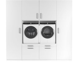 Wasophoogte® Wasmachine Kast Vienna - Wasmachine verhoger - Wasmachine ombouw - 700(D)*2530(B)*2350(H) mm - Wit
