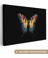 Tableau sur toile 120x80 cm - Décoration murale exclusive Papillon - Coloré - Ludique - Décoration murale salon - Décoration chambre à coucher - Accessoires de chambre - Tableaux sur toile