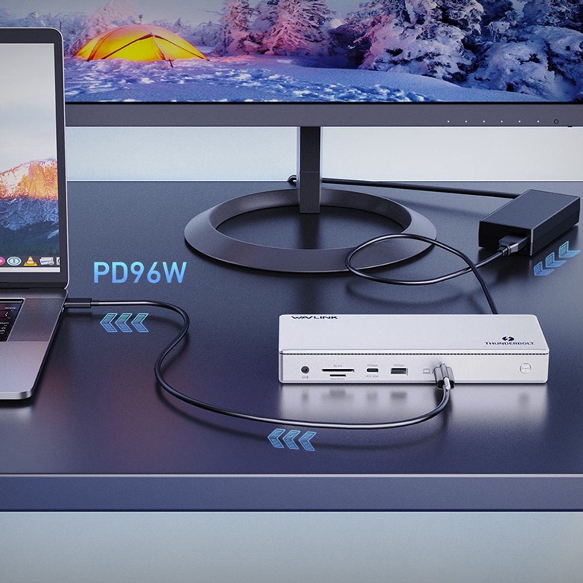 Wavlink Thunderbolt 4 Elite Docking Station met 2 x HDMI + 1 x TB4 + 1 x USB-C + 4 x USB-A + 2.5G Ethernet + 1 Audio + Kaartlezer (96W opladen) thumbnail 4