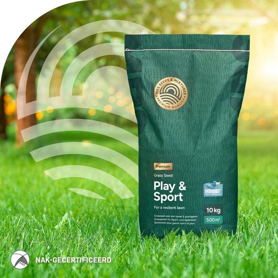 MRS Graszaad Speelgazon Premium - 10 kg voor 500 m² - Hoge betredingstolerantie - Snelkiemend en zelfherstellend Graszaad - Met Hydroboost-coating - NAK Gecertificeerd